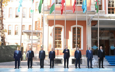 Flags raised at the new building of the Turkic Council Secretariat