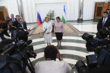 Председатели верхних палат парламентов Узбекистана и России встретились с представителями СМИ