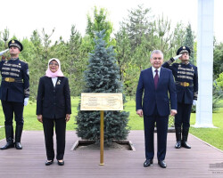 Президенты Узбекистана и Сингапура посадили дерево  